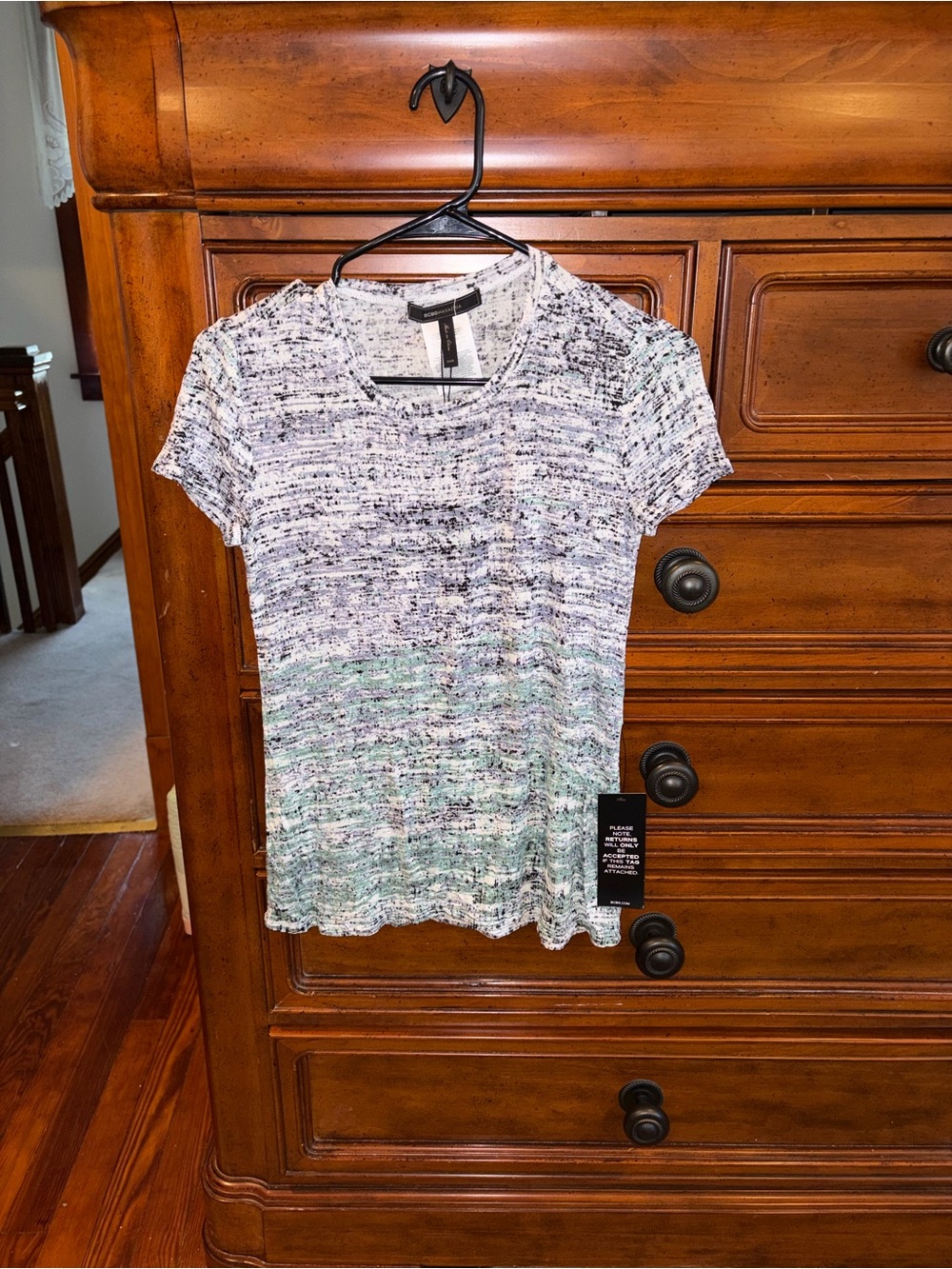 BCBGMAXAZRIA Cassia Tee XXS NWT Soft Modal Stretch Top Slate Gray Green